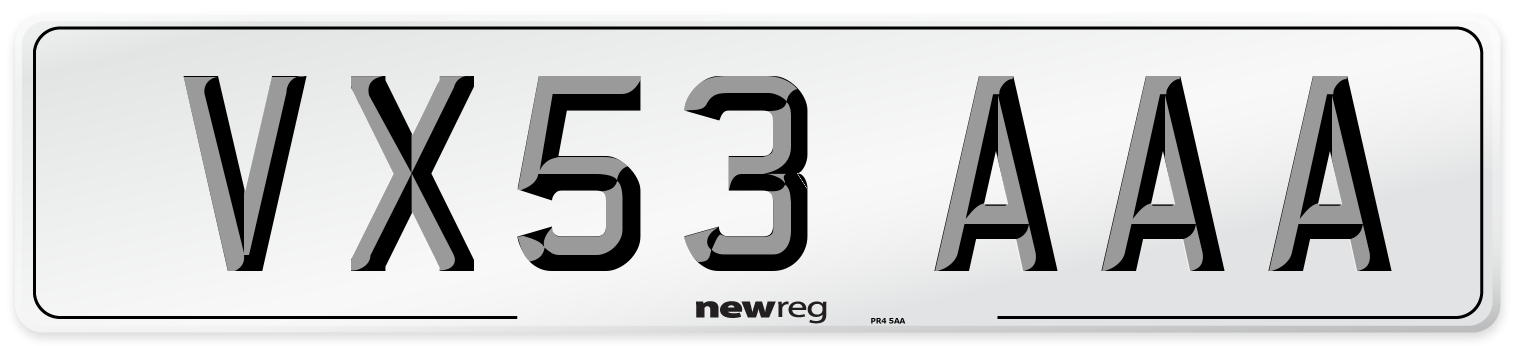 VX53 AAA Number Plate from New Reg